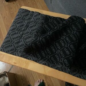 Fendi Charcoal and Slate Monogram Scarf